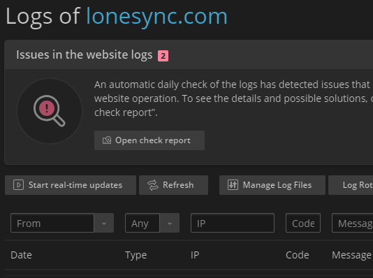 LONE Hosting Dashboard Log Viewer by LoneSync