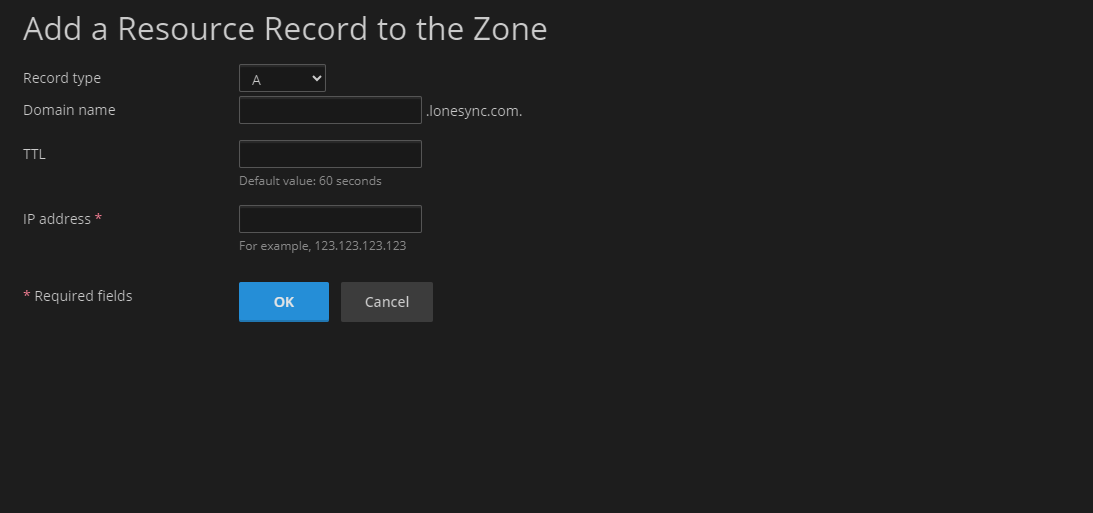 LONE Edge DNS Add Record